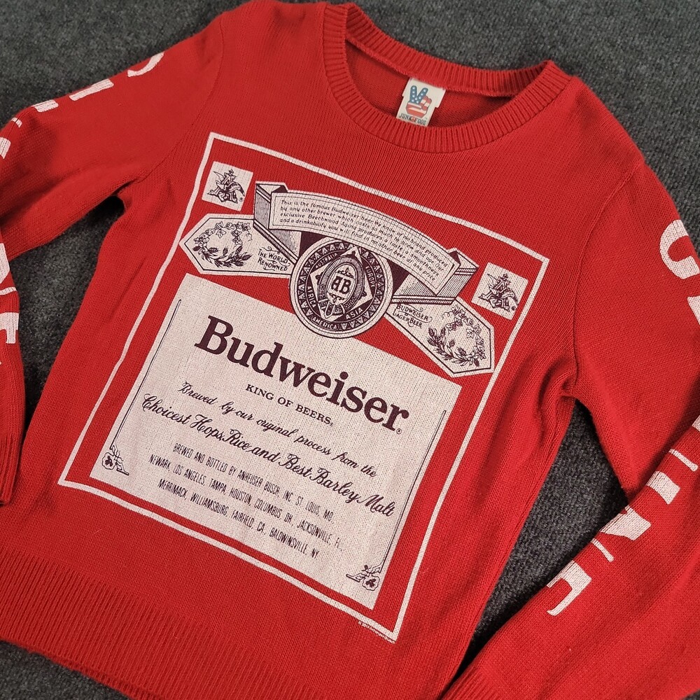 Budweiser Beer King of Beers Bud Sweater | Men's Size Small Vintage
